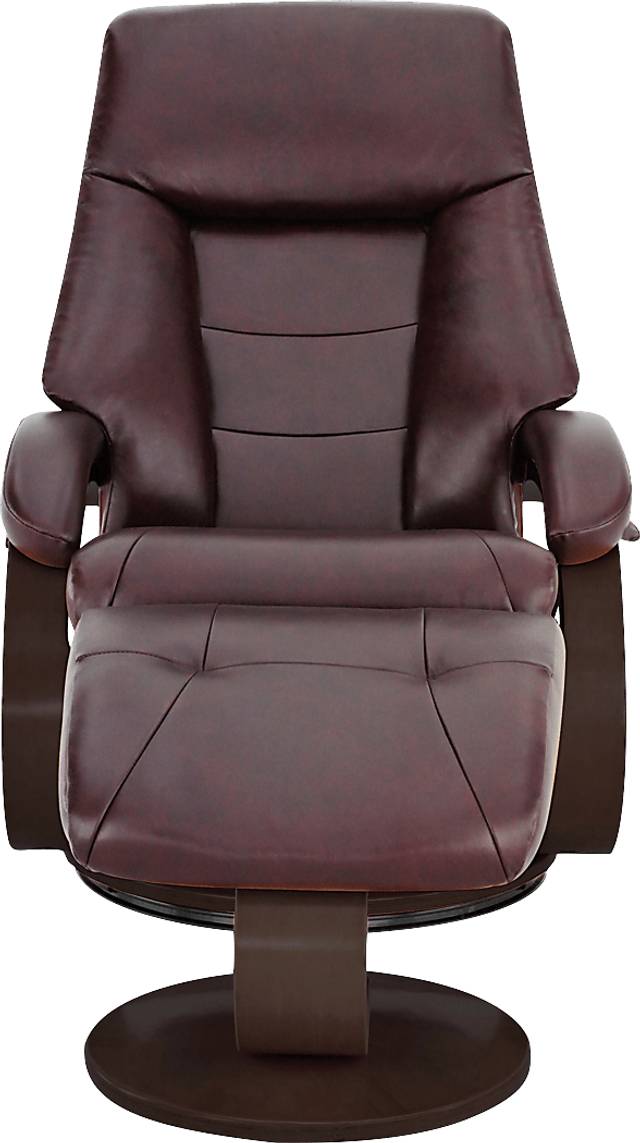 Oslo Collection Mandal Burgundy Recliner & Ottoman - Thumbnail - Image 5