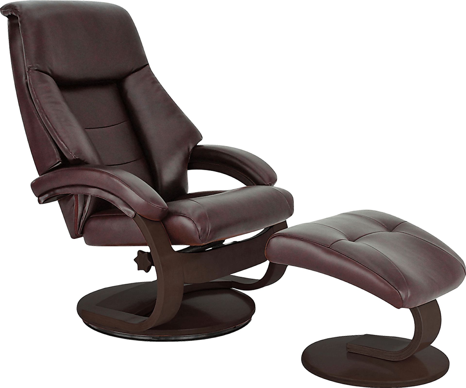 Oslo Collection Mandal Burgundy Recliner & Ottoman - Image 1