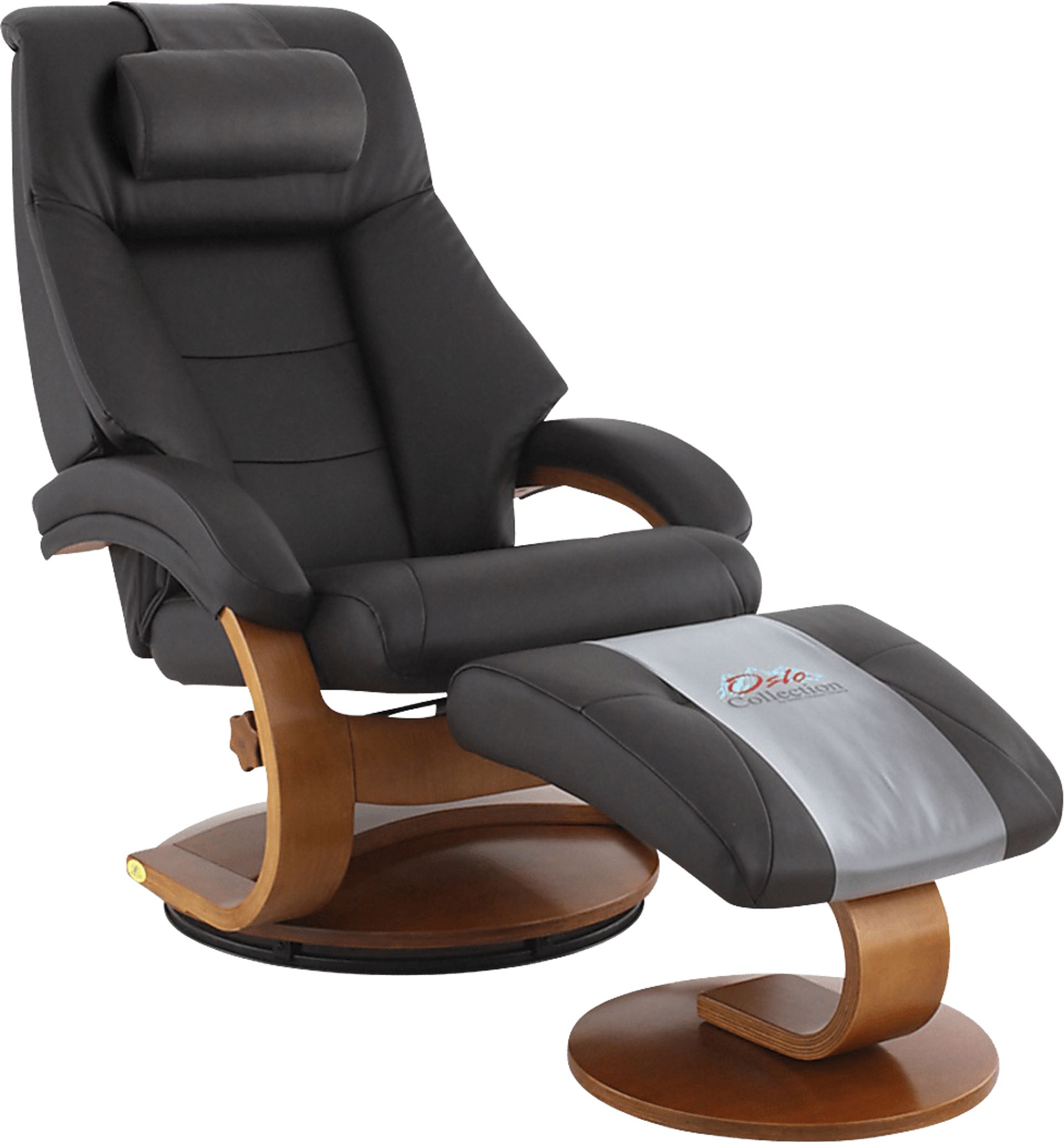 Oslo Collection Mandal Espresso Leather Recliner & Ottoman - Image 1