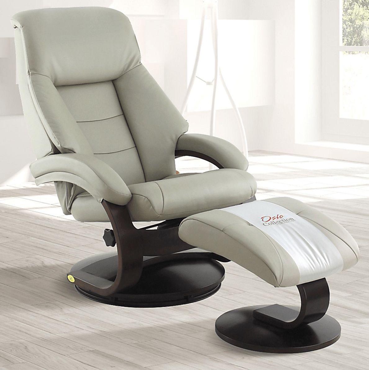 Oslo Collection Mandal Gray Recliner & Ottoman Rooms To Go