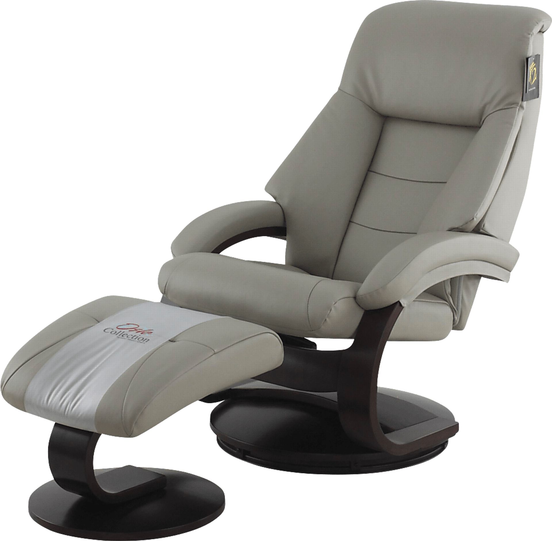 Oslo Collection Mandal Gray Recliner & Ottoman - Image 3