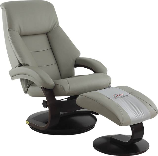 Oslo Collection Mandal Gray Recliner & Ottoman - Thumbnail - Image 1