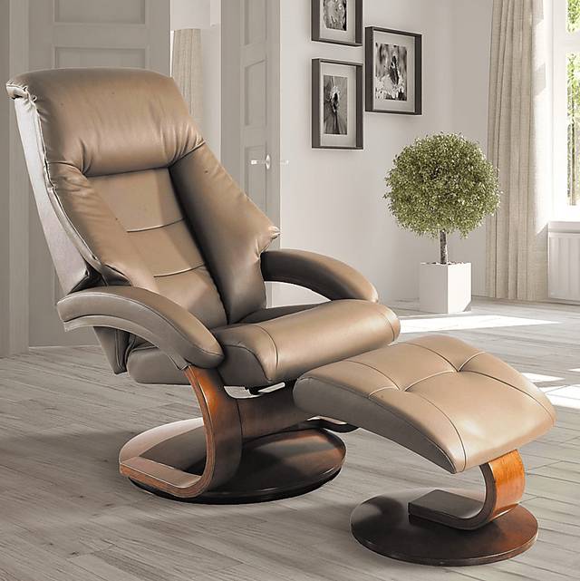 Oslo Collection Mandal Tan Recliner & Ottoman - Thumbnail - Image 2
