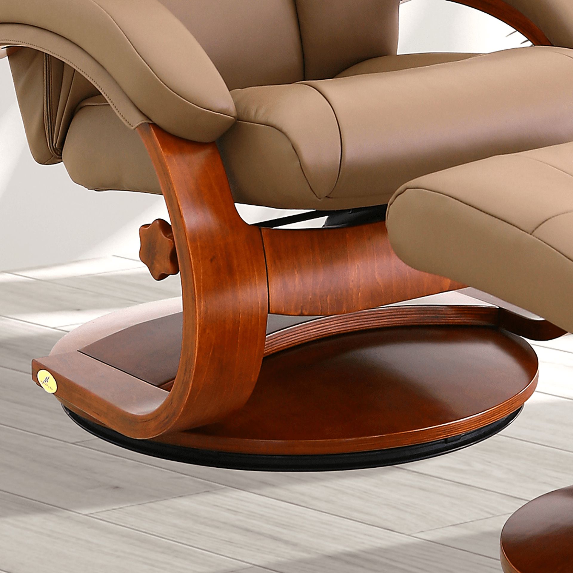 Oslo Collection Mandal Tan Recliner & Ottoman - Image 6