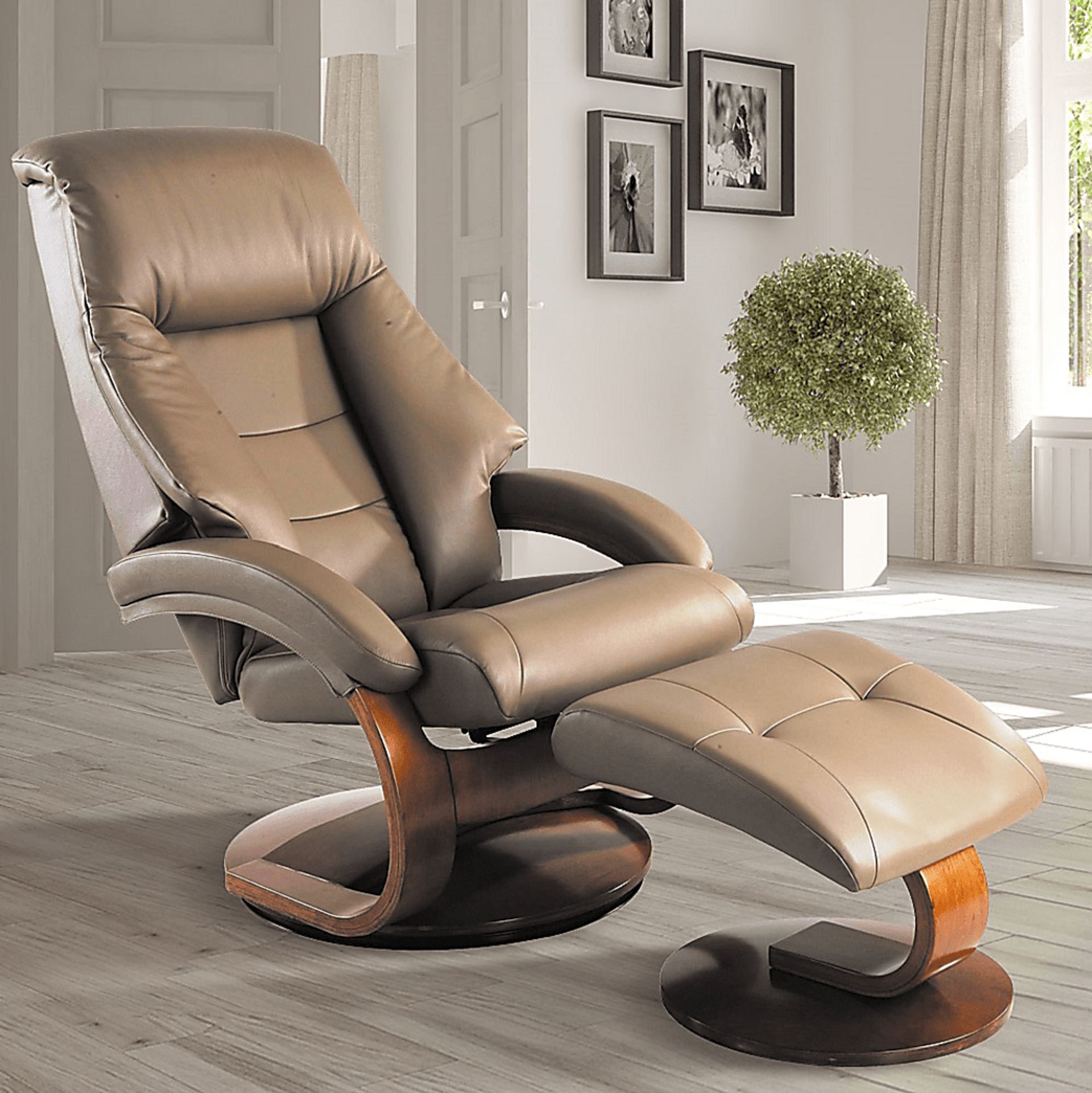Oslo Collection Mandal Tan Recliner & Ottoman - Image 2