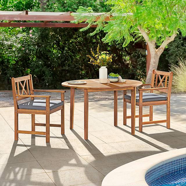 Outdoor Adlea Brown 3pc Dining Set - Thumbnail - Image 2