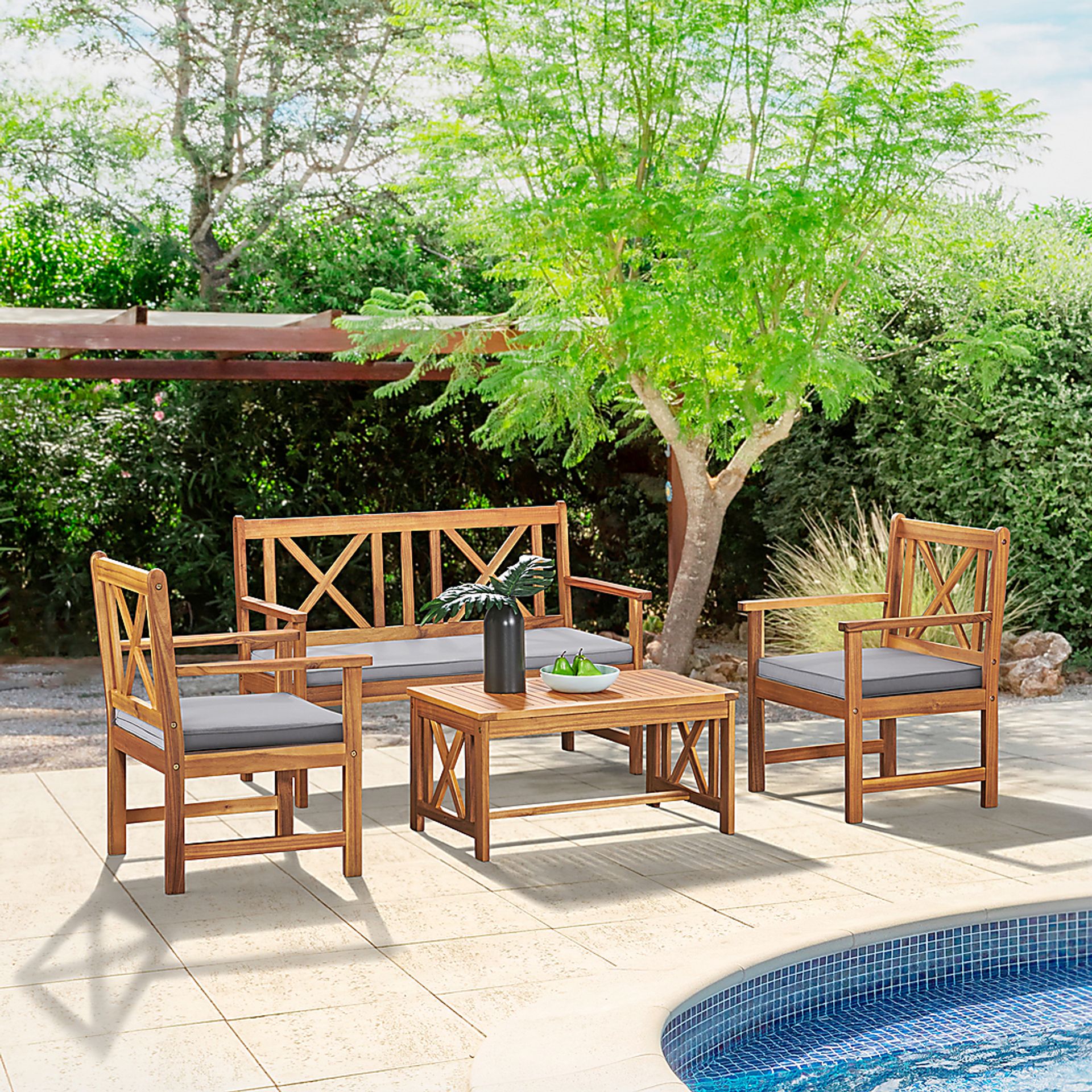 Outdoor Ahart Brown 4pc Seating Set - Image 2