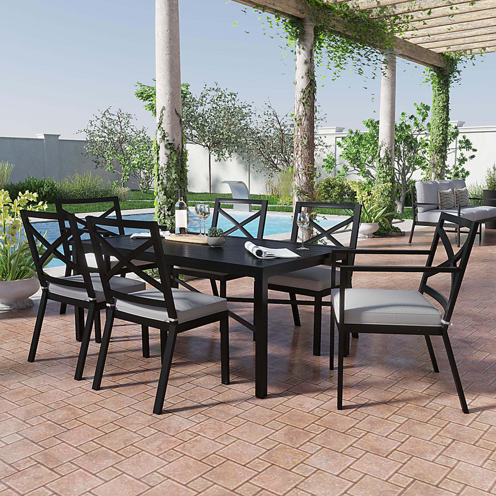 Outdoor Aisne Black 7 Pc Dining Set - Image 6