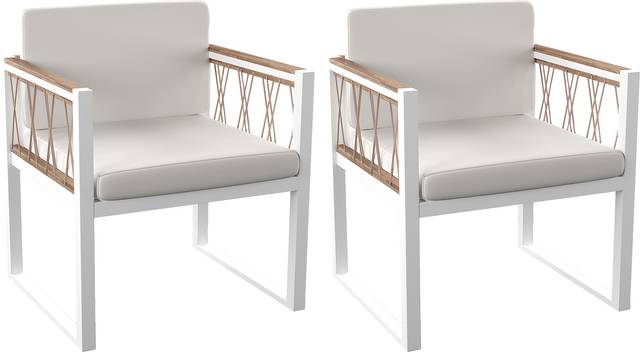 Outdoor Aldwell White Accent Chair, Set of 2 - Thumbnail - Image 1