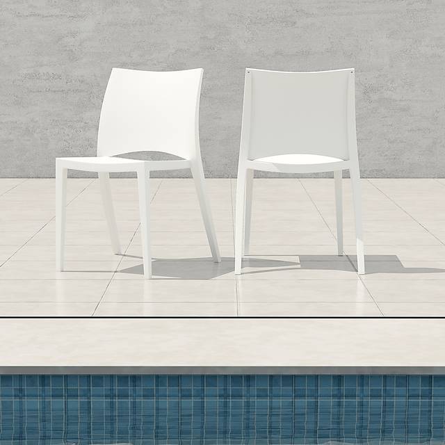 Outdoor Amyamanda White Dining Chair, Set of 2 - Thumbnail - Image 2