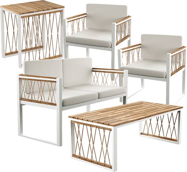 Outdoor Anatasie White Patio 5pc Set - Thumbnail - Image 1
