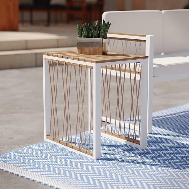 Outdoor Angelloz White End Table - Thumbnail - Image 2