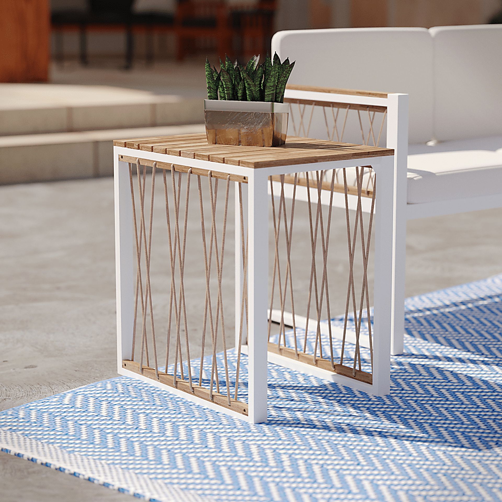 Outdoor Angelloz White End Table - Image 2
