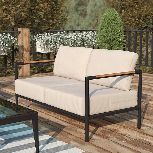 Outdoor Annelan Beige Loveseat - Thumbnail - Image 7