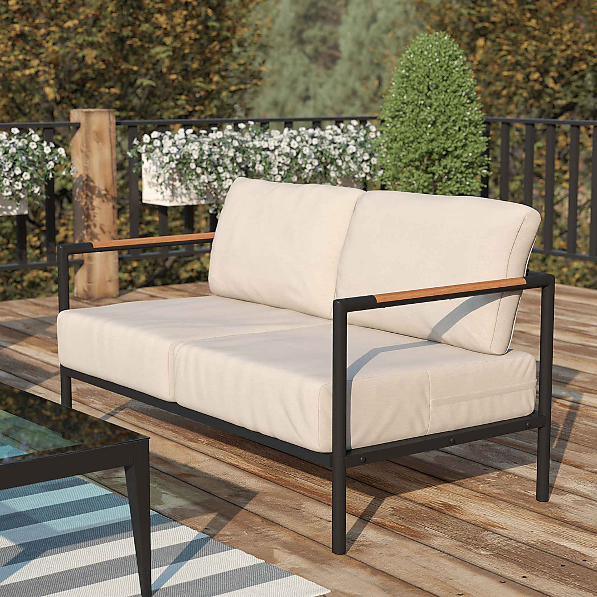 Outdoor Annelan Beige Loveseat - Image 7