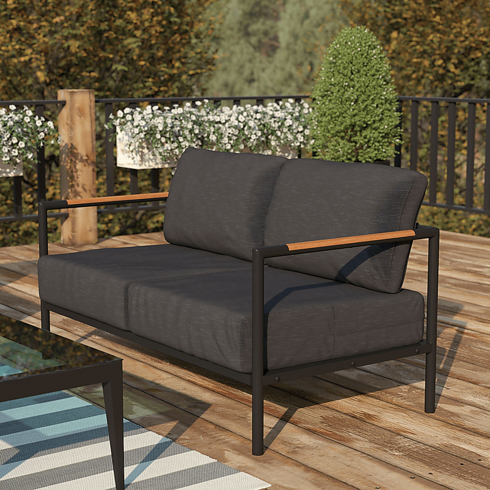Outdoor Annelan Black Loveseat - Image 7