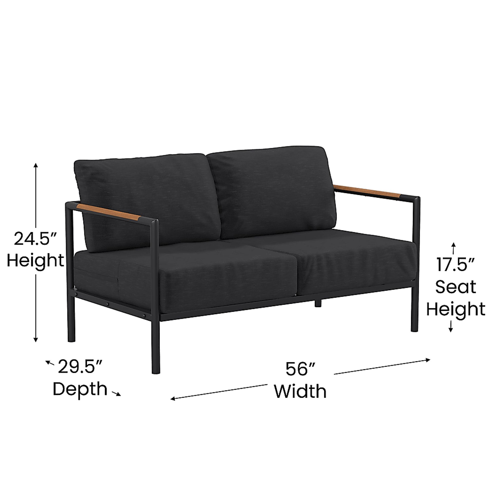 Outdoor Annelan Black Loveseat - Image 9