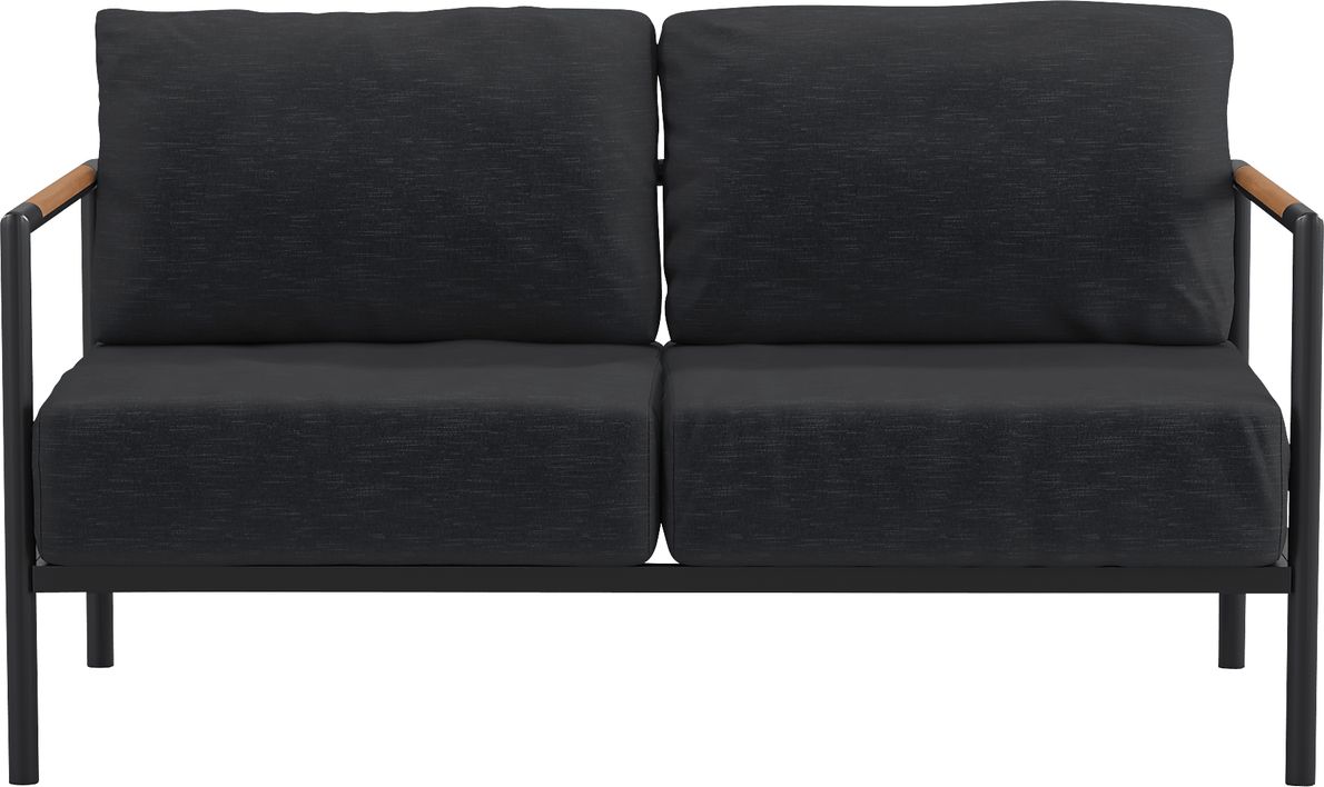Annelan Black Polypropylene Fabric Outdoor Loveseat Rooms To Go