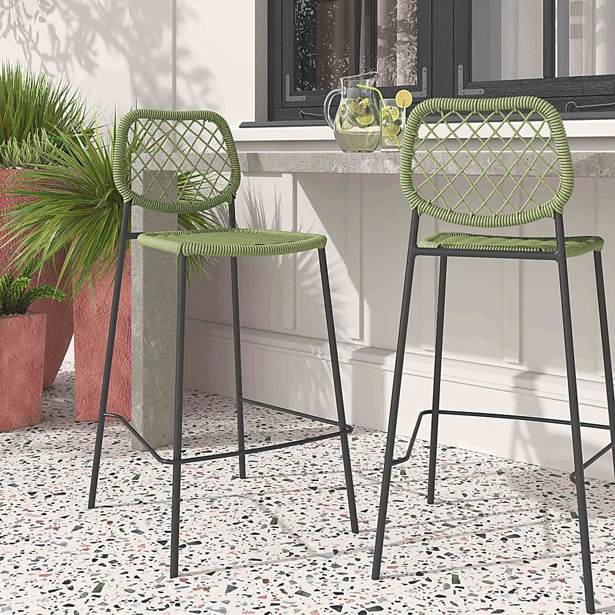 Aquetong Green Outdoor Counter Stool | Rooms to Go