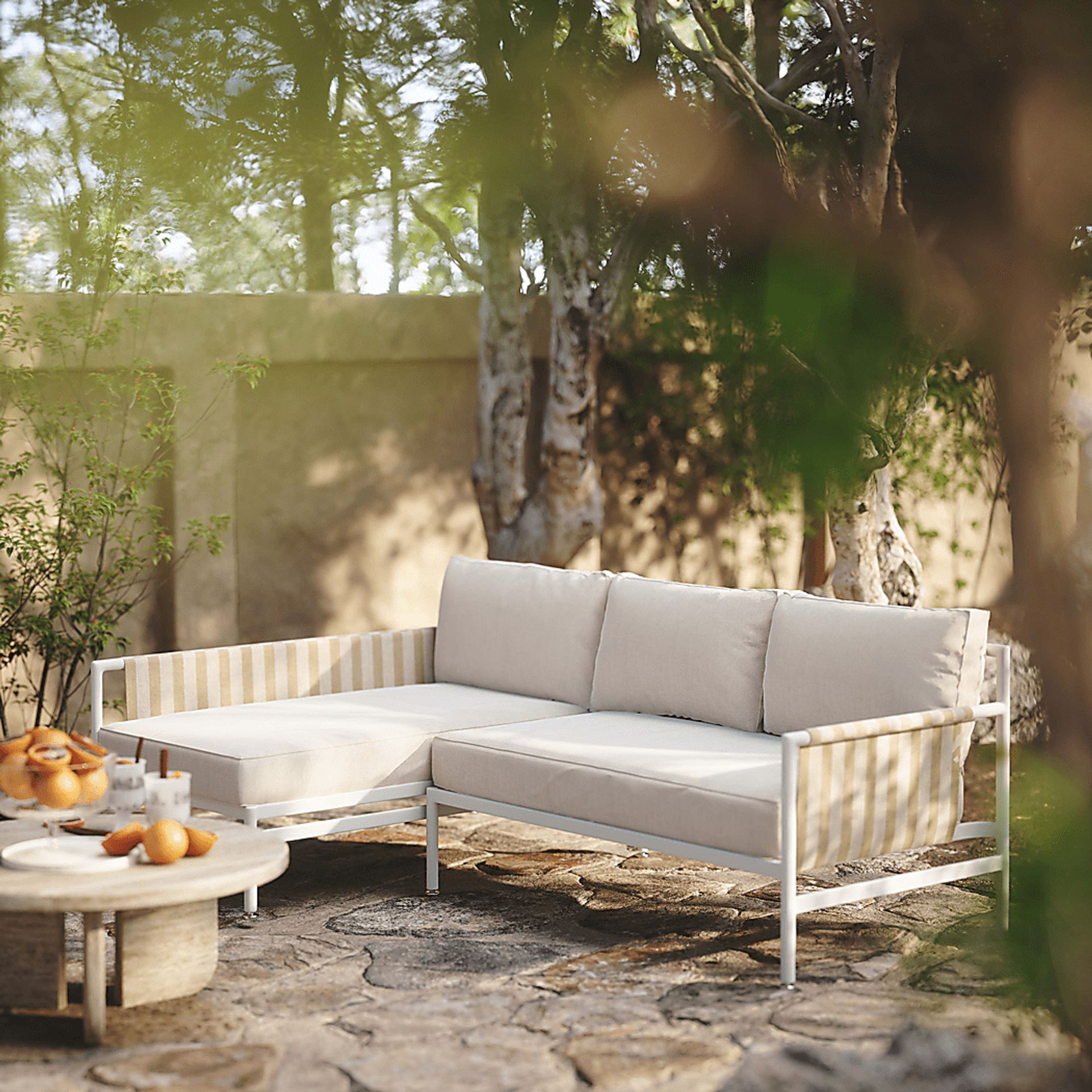 Outdoor Arboleda Cream 2 Pc Left Arm Chaise Sectional - Image 2
