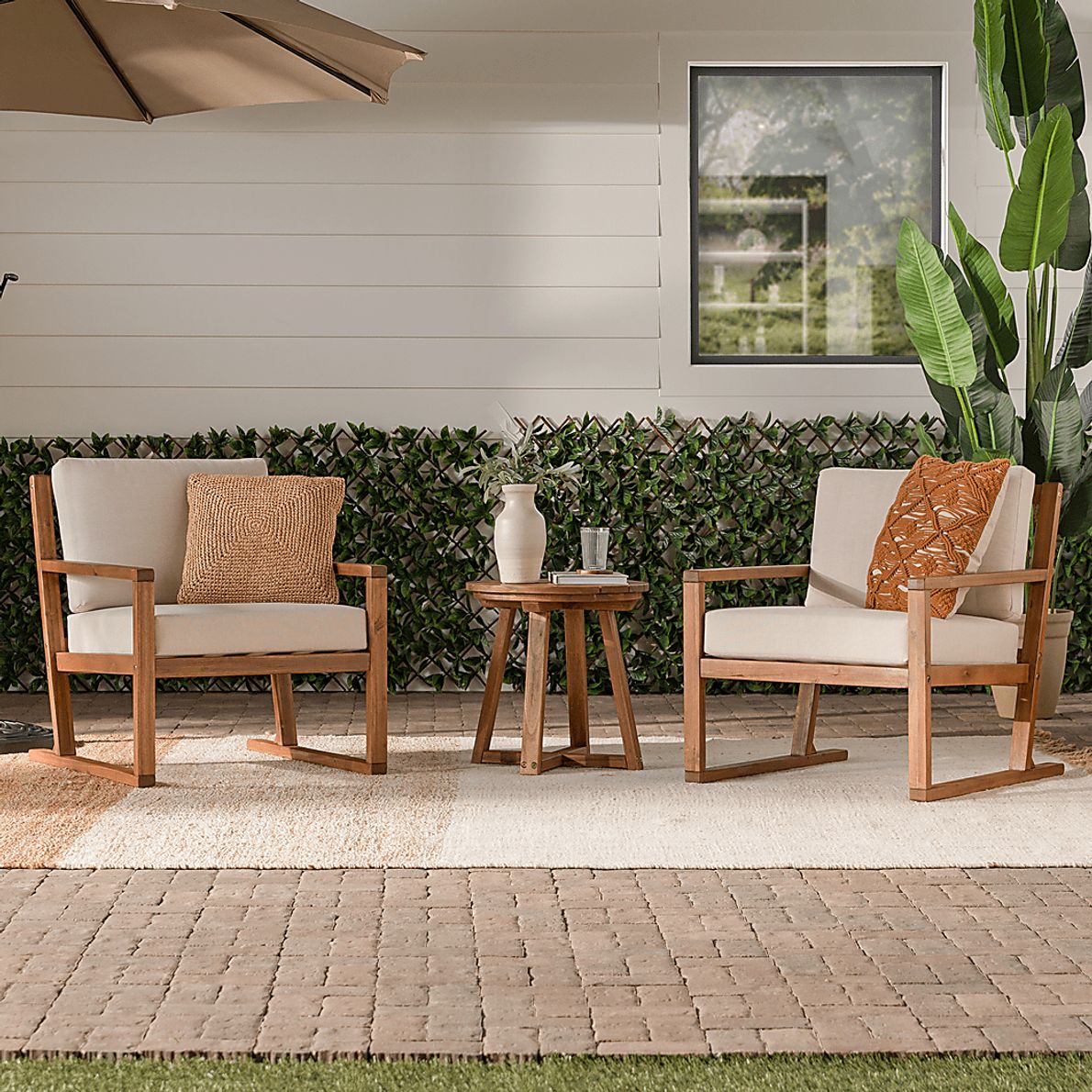 Outdoor Arborhazy Brown 3pc Chat Set