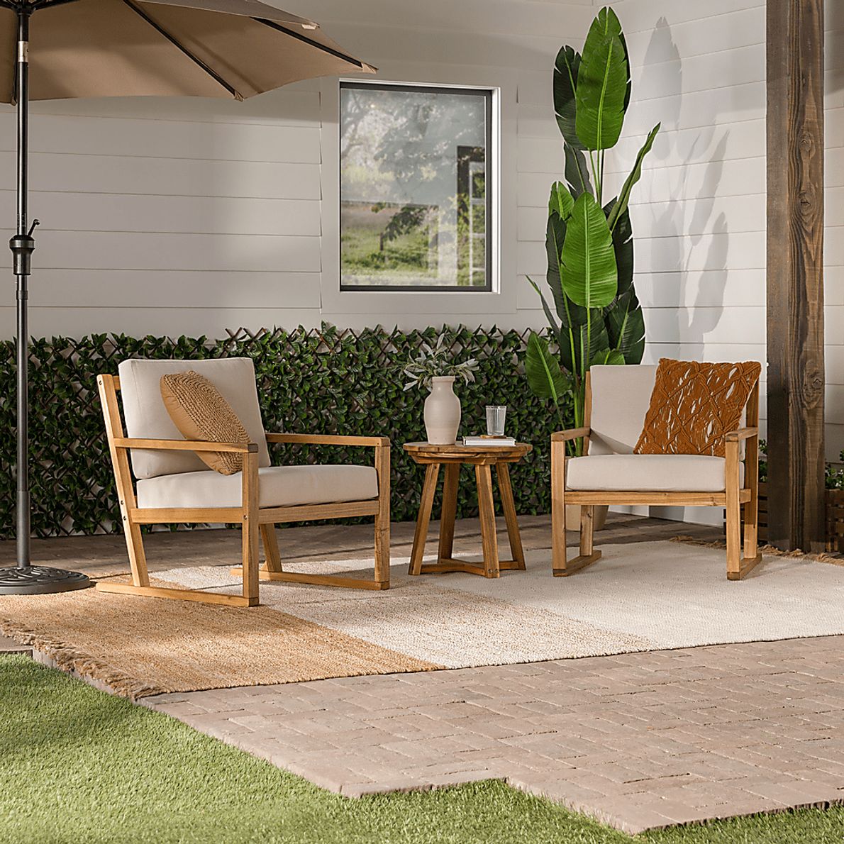 Outdoor Arborhazy Natural 3pc Chat Set