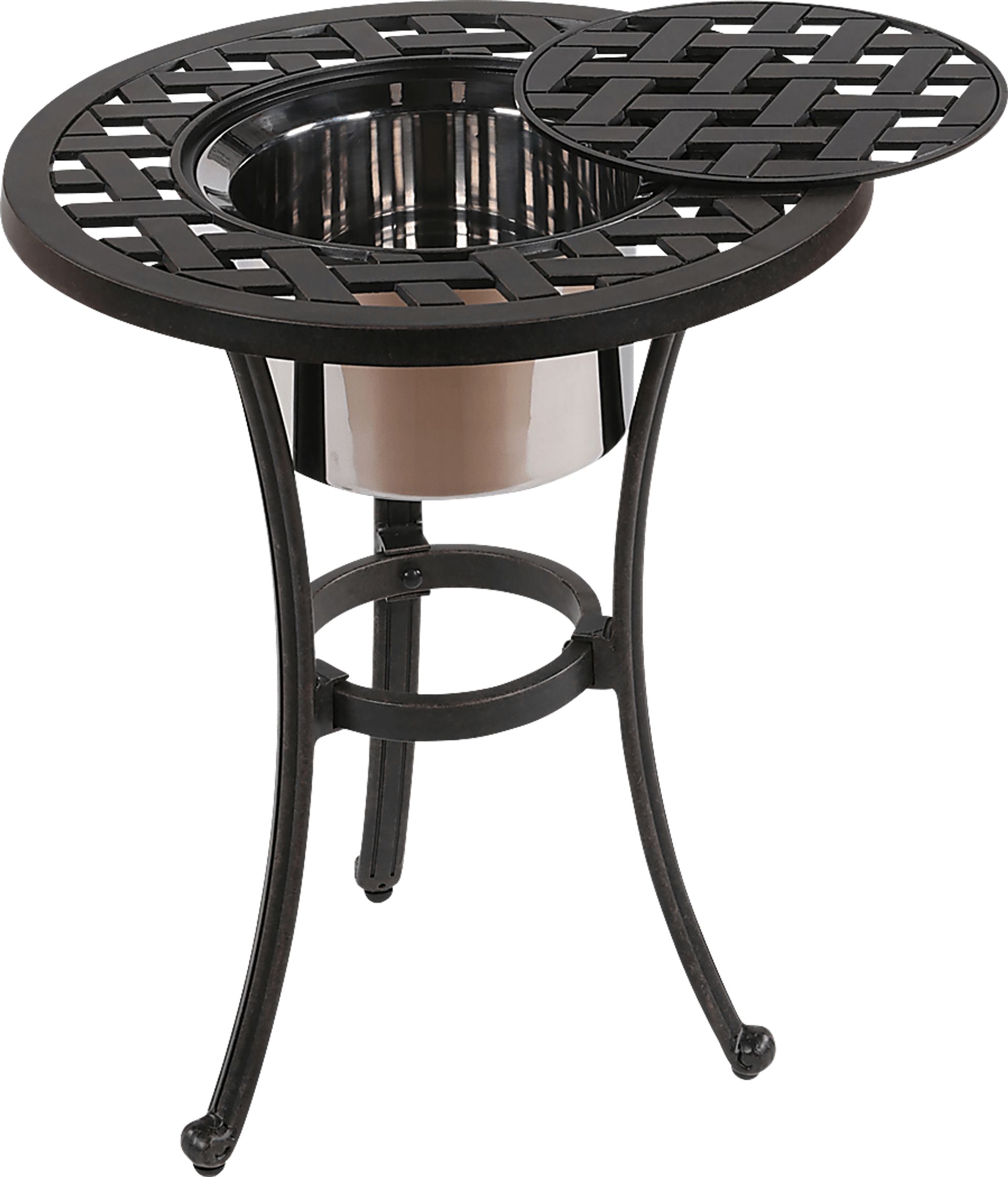 Outdoor Arignon Bronze End Table with Ice Bucket - Image 2