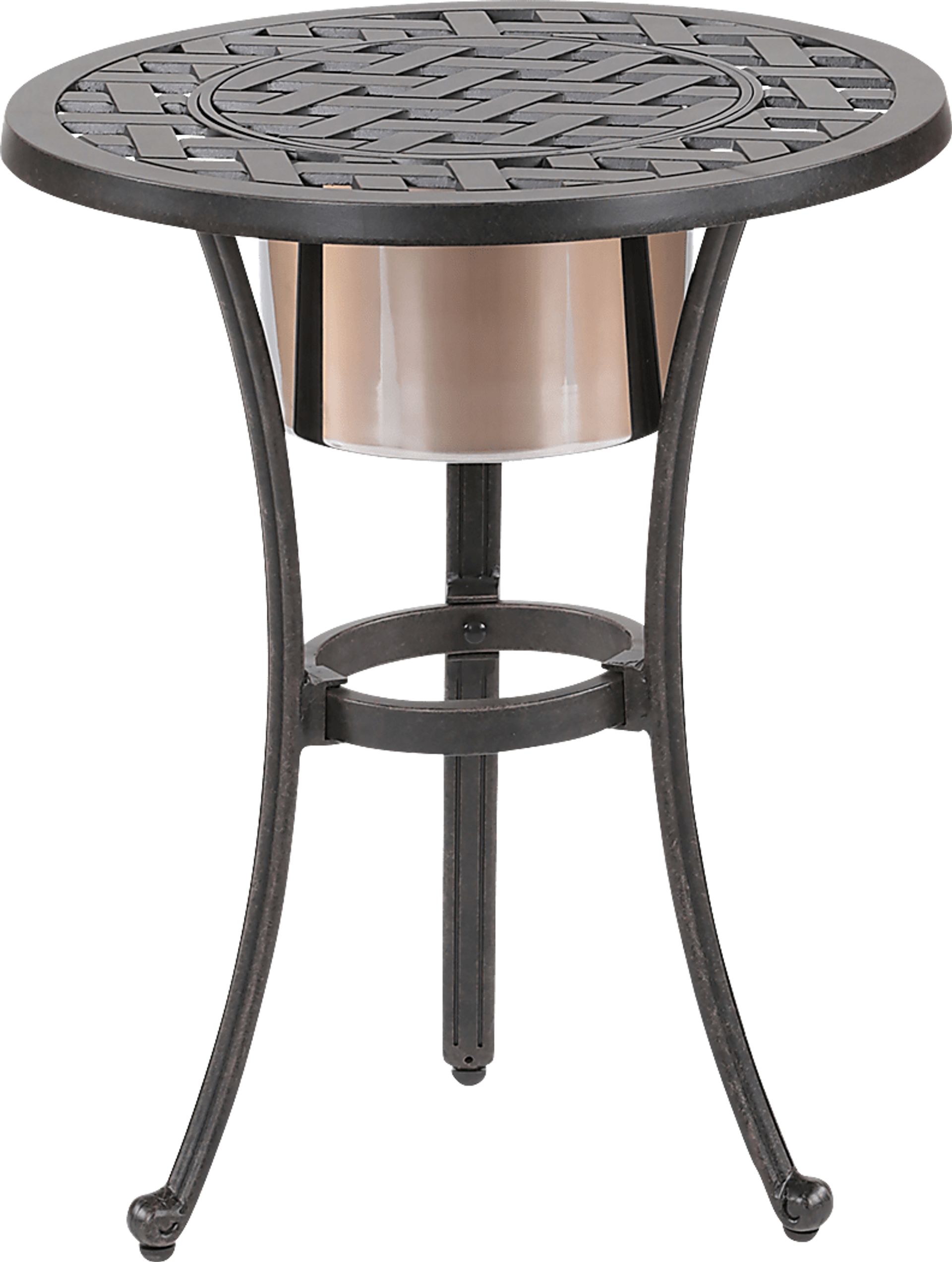 Outdoor Arignon Bronze End Table with Ice Bucket - Image 1
