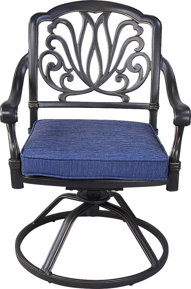 Outdoor Aurorette II Navy Swivel Side Chair, Set of 2 - Thumbnail - Image 2