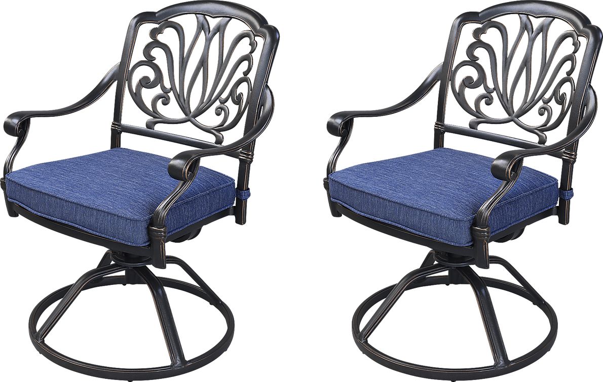 Outdoor Aurorette II Navy Swivel Side Chair, Set of 2