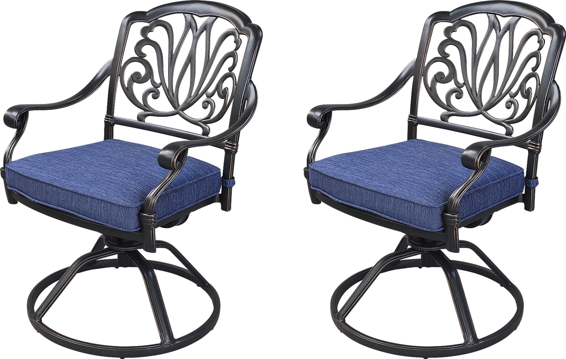 Outdoor Aurorette II Navy Swivel Side Chair, Set of 2 - Image 1