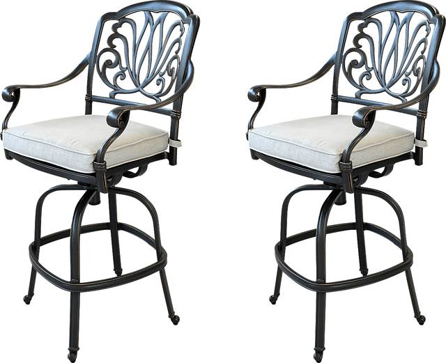 Outdoor Aurorette III Gray Barstool, Set of 2 - Thumbnail - Image 1