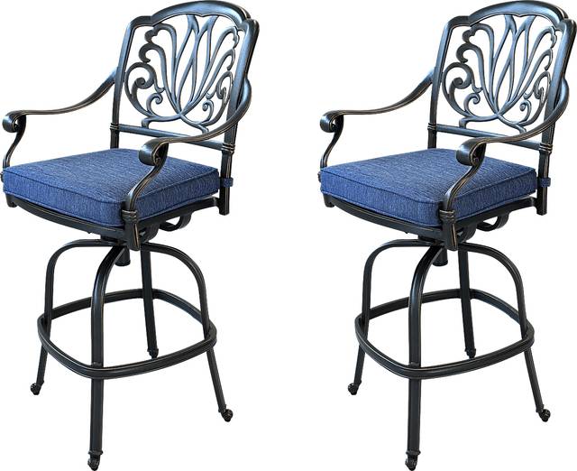 Outdoor Aurorette III Navy Barstool, Set of 2 - Thumbnail - Image 1