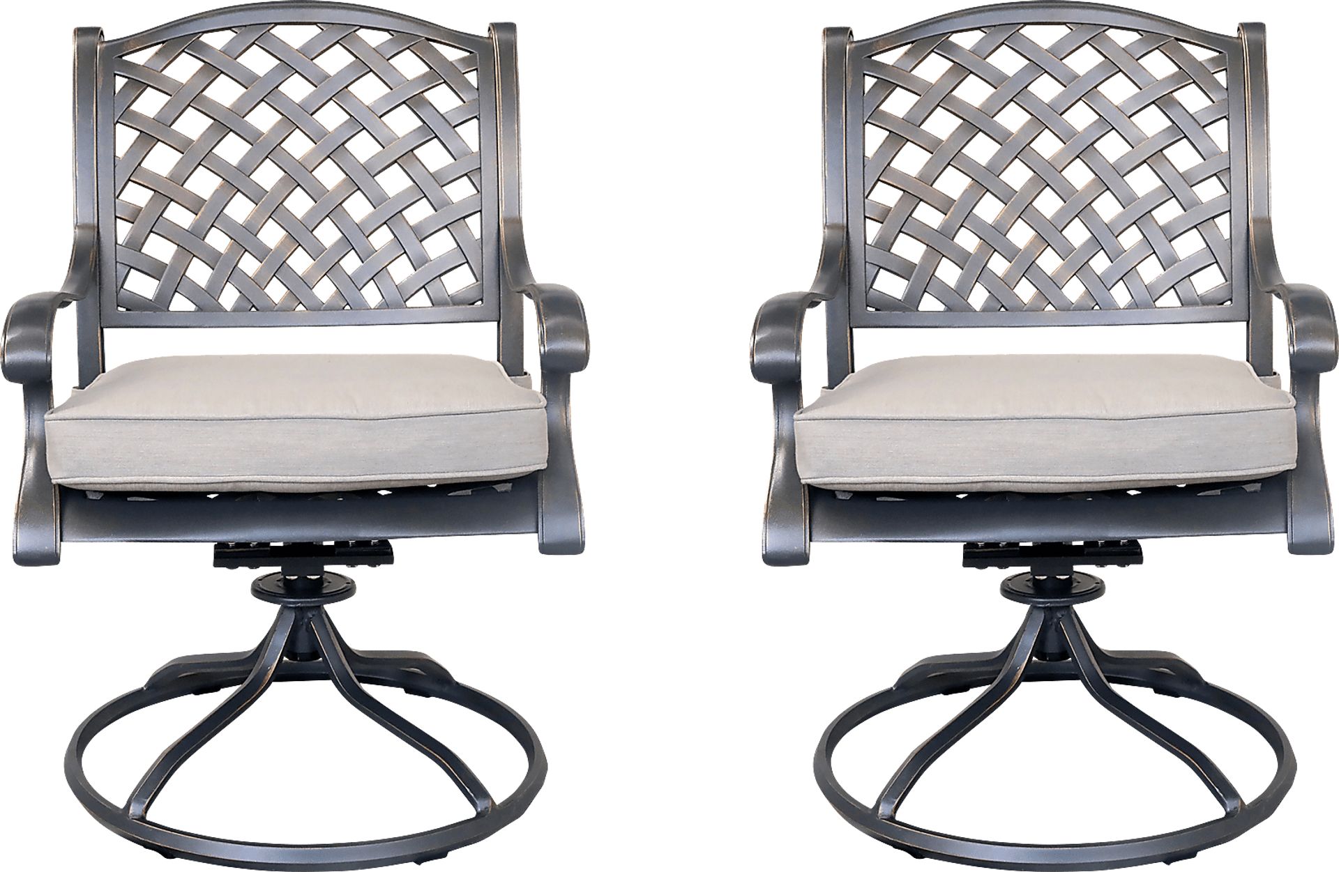 Outdoor Baudouin I Beige Swivel Side Chair, Set of 2 - Image 1
