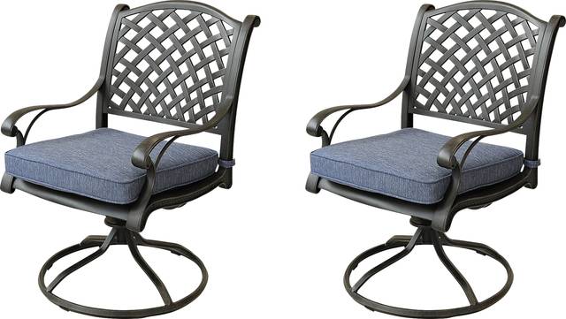 Outdoor Baudouin I Blue Swivel Side Chair, Set of 2 - Thumbnail - Image 1