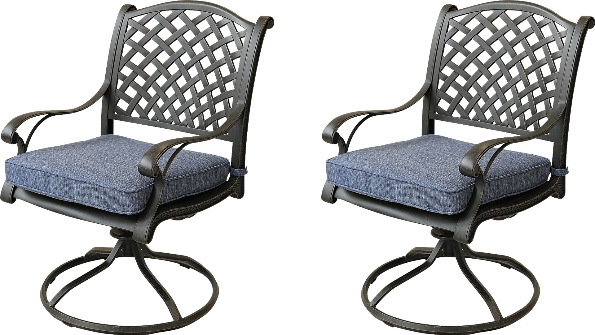Outdoor Baudouin I Blue Swivel Side Chair, Set of 2 - Image 1