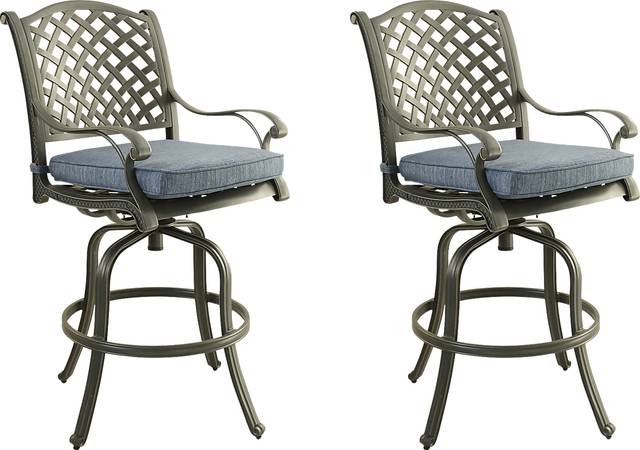 Outdoor Baudouin III Blue Barstool, Set of 2 - Thumbnail - Image 1