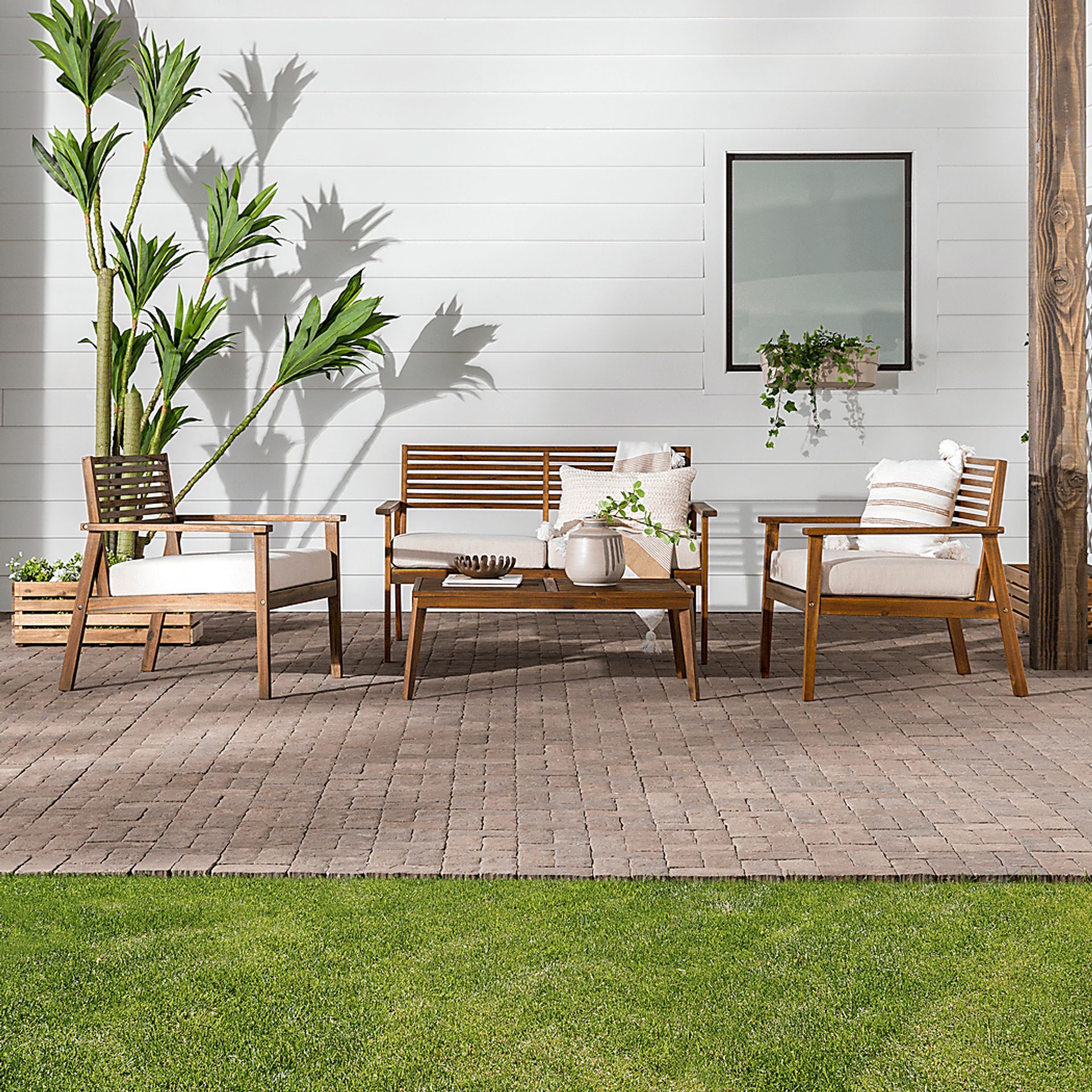 Outdoor Baypool Dark Brown 4pc Chat Set - Image 2