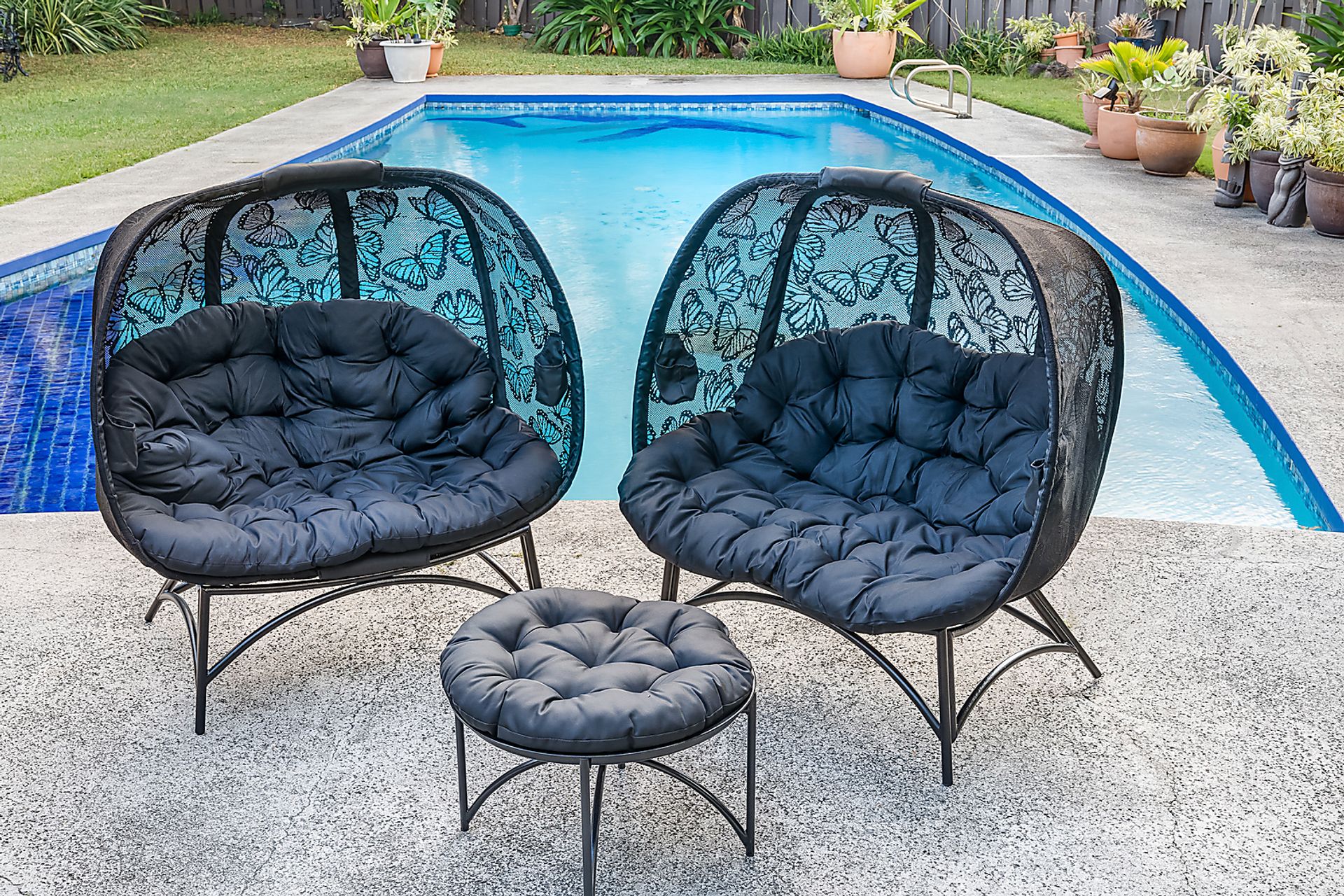 Outdoor Benedita Black Conversation Set, Set of 3 - Image 2