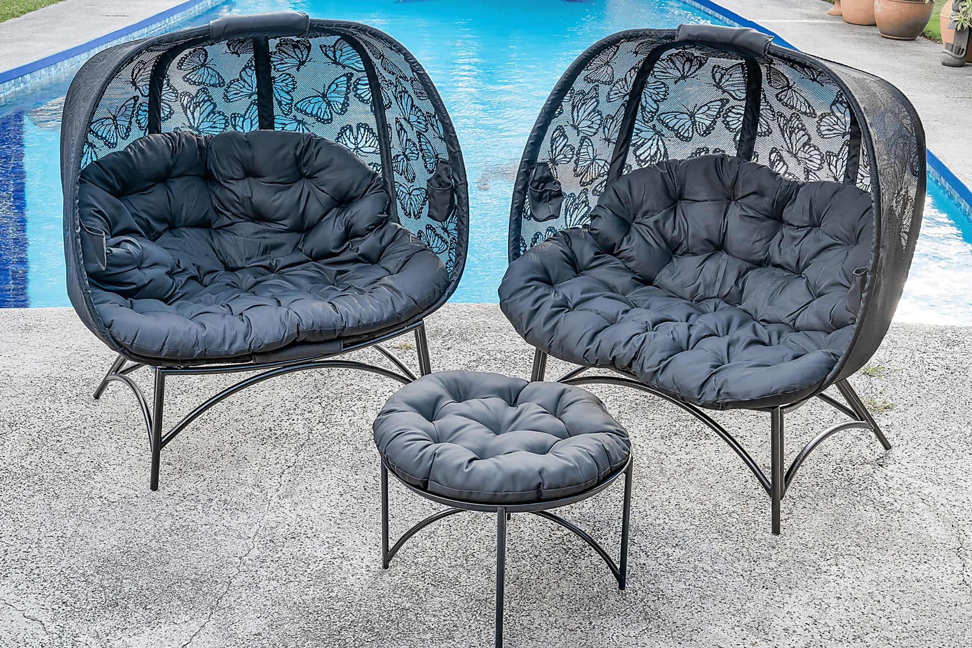 Outdoor Benedita Black Conversation Set, Set of 3 - Image 3