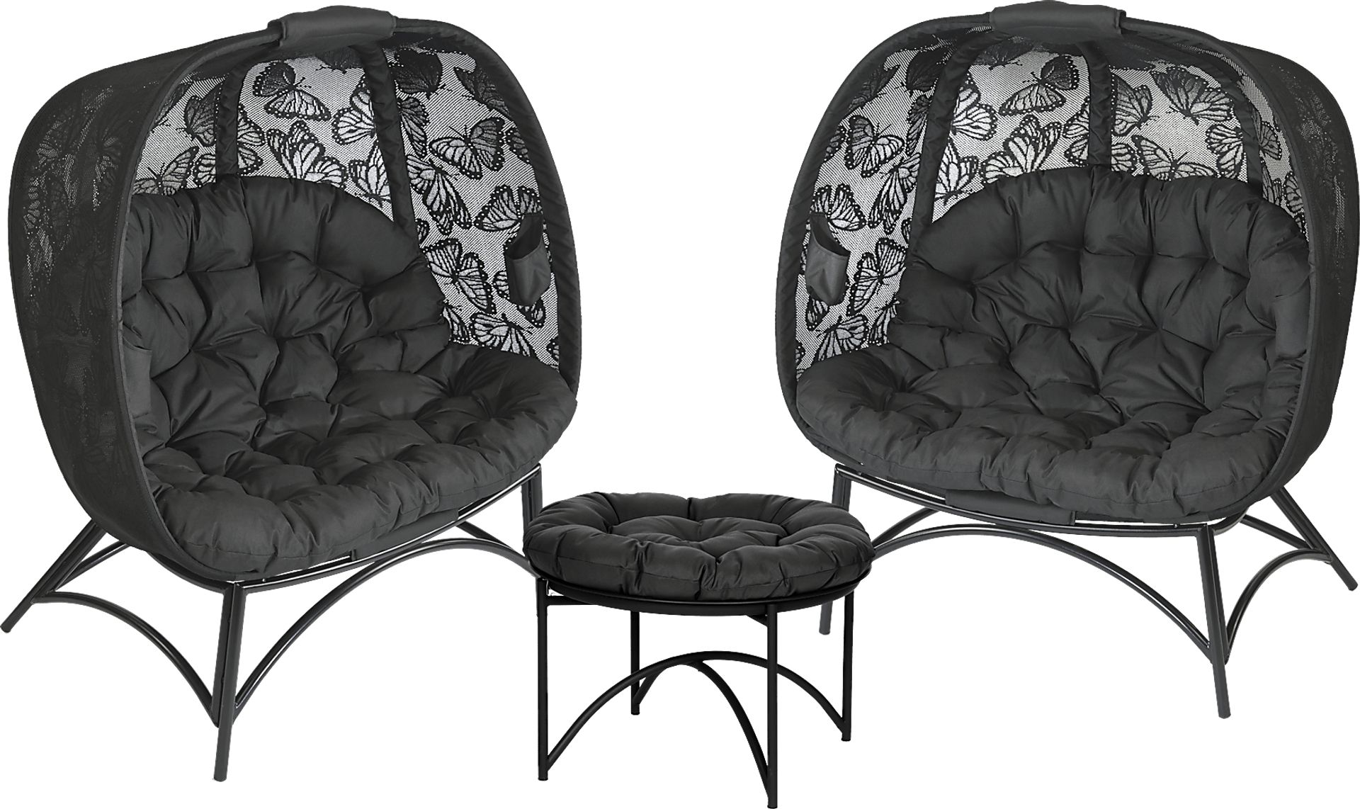 Outdoor Benedita Black Conversation Set, Set of 3 - Image 1