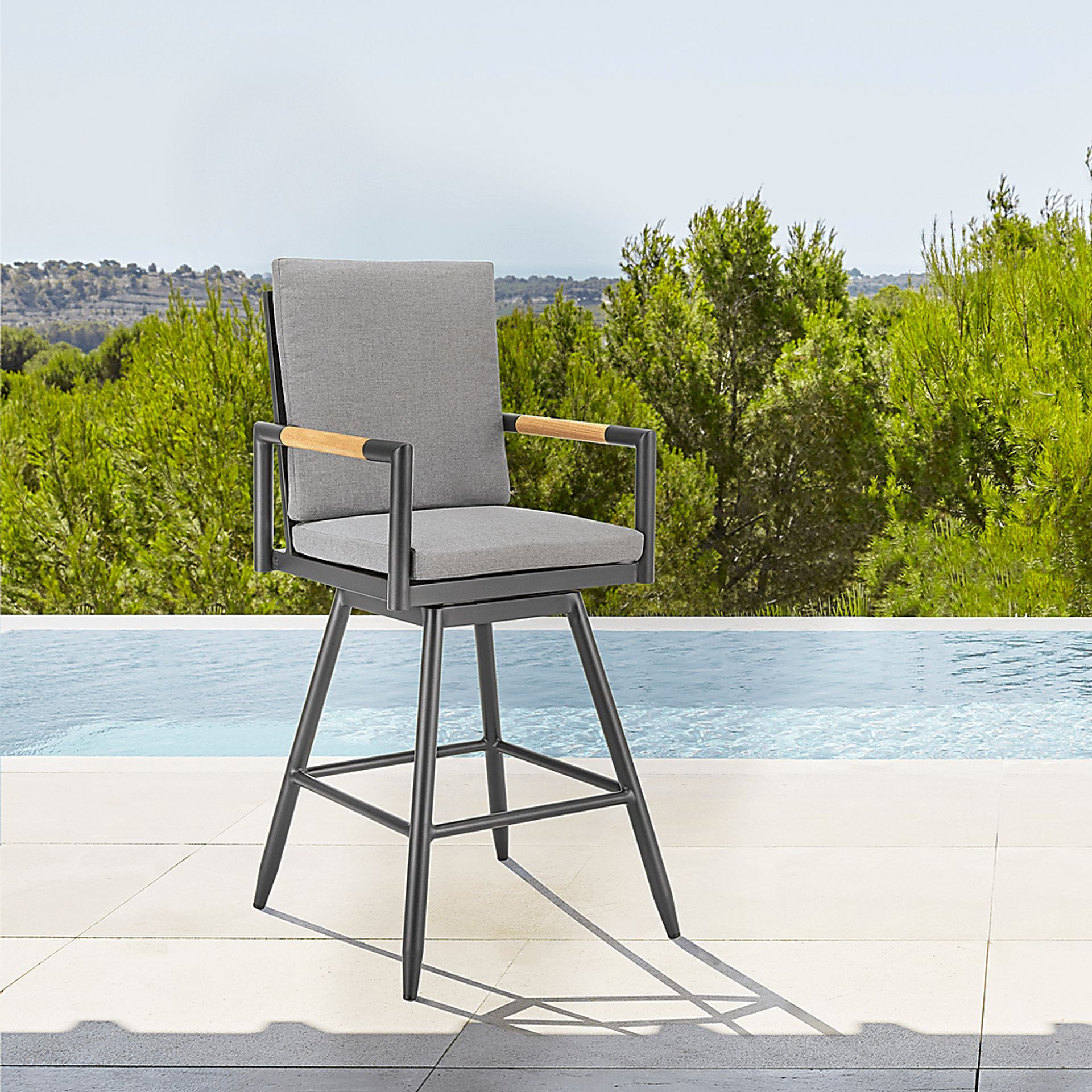 Outdoor Berrycords I Dark Gray and Black Barstool - Image 2