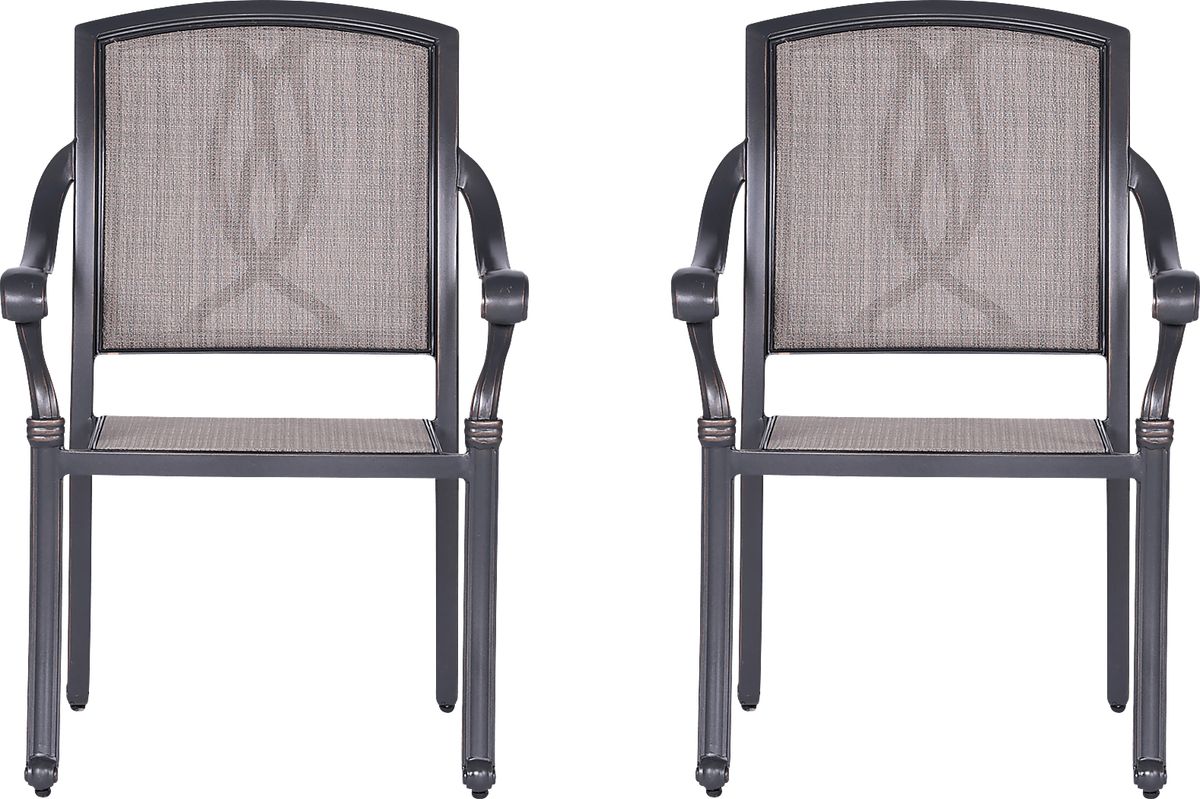 Blanton Brown Aluminum,Polyester Fabric Outdoor Dining Chair Set Of 2