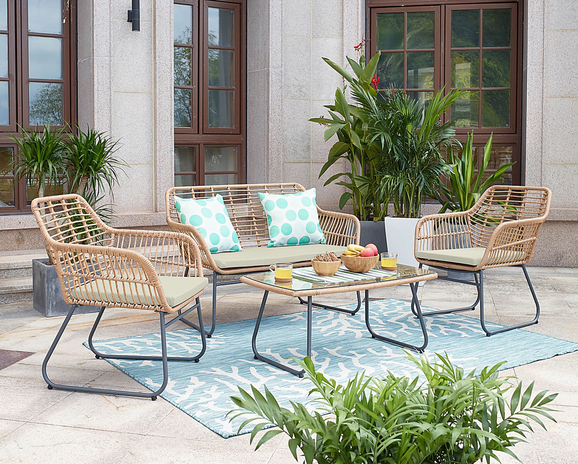 Outdoor Brahmay Cream 4 Pc Conversation Set - Image 2