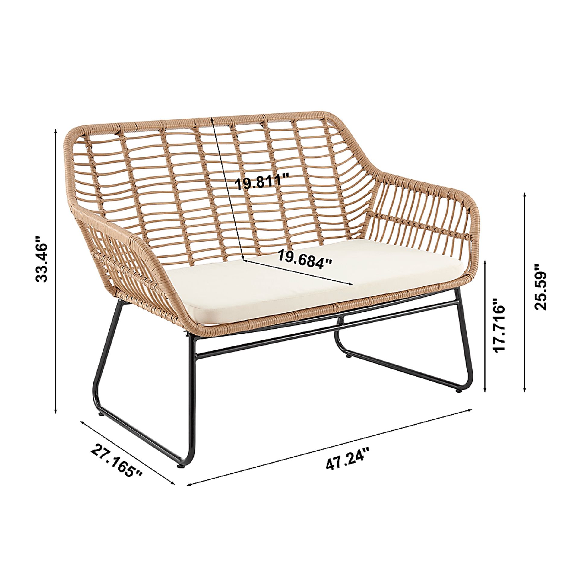 Outdoor Brahmay Cream 4 Pc Conversation Set - Image 3