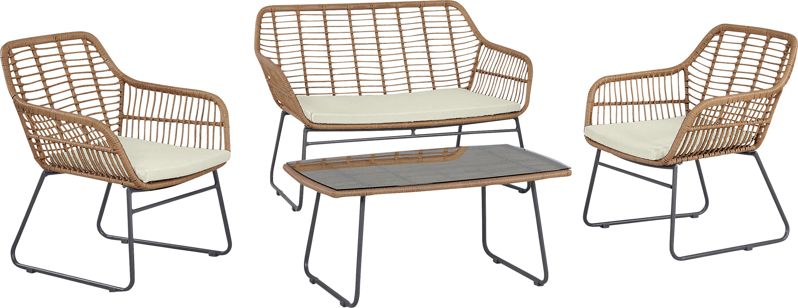 Outdoor Brahmay Cream 4 Pc Conversation Set