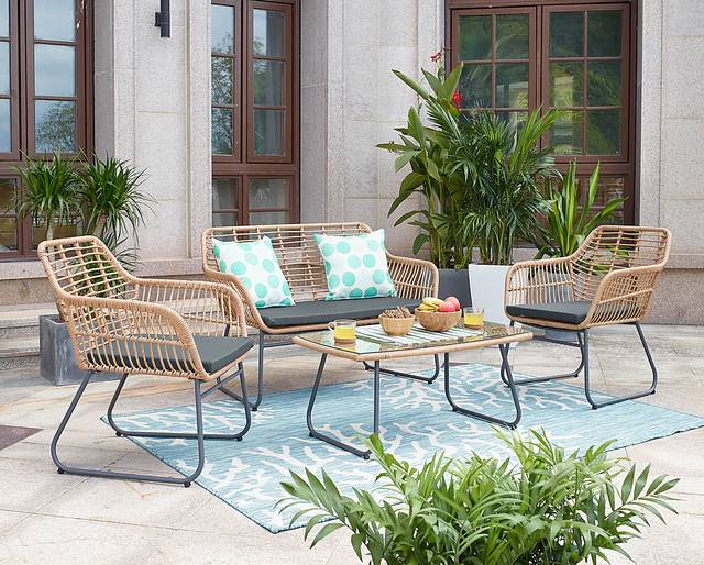 Outdoor Brahmay Gray 4 Pc Conversation Set - Thumbnail - Image 2