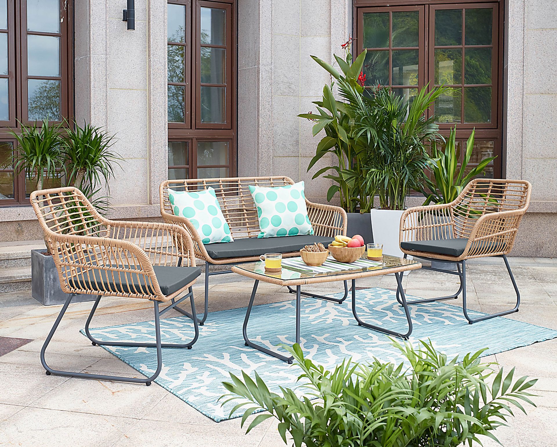 Outdoor Brahmay Gray 4 Pc Conversation Set - Image 2