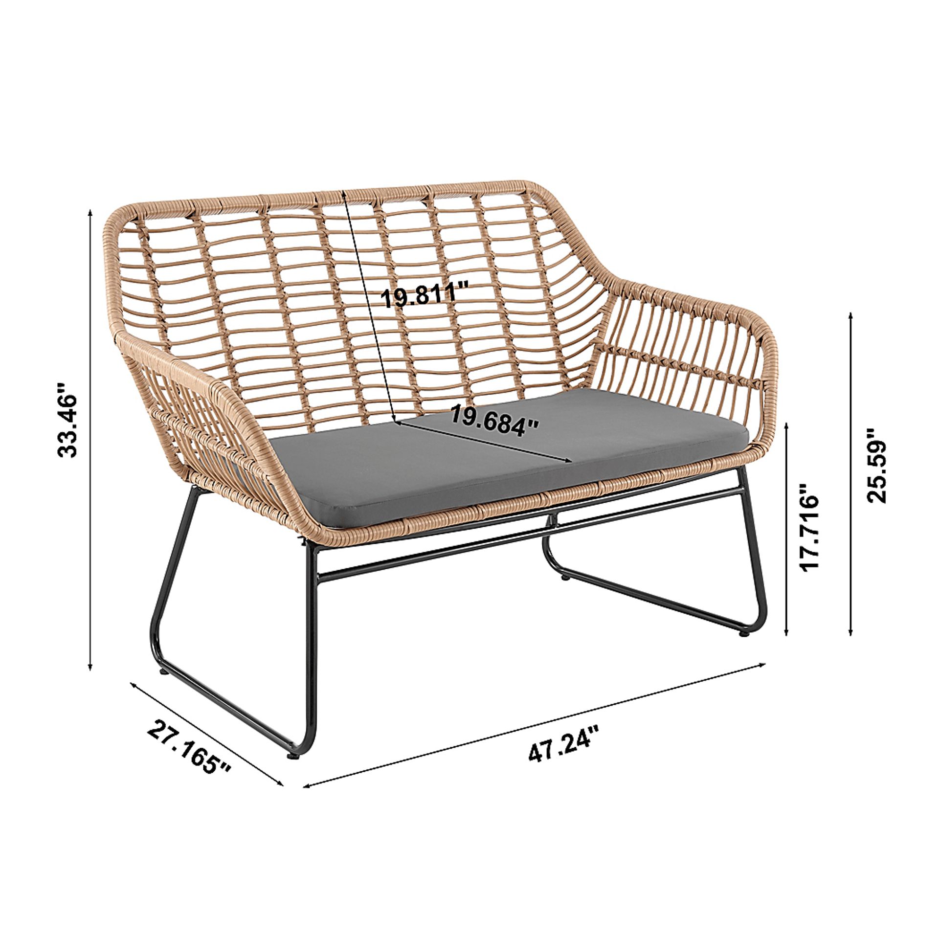 Outdoor Brahmay Gray 4 Pc Conversation Set - Image 3