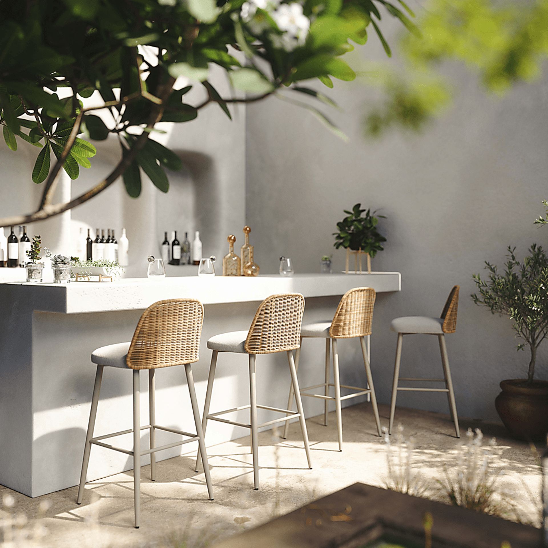 Outdoor Bresnahan Cream Counter Stool - Image 2